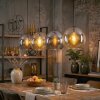 Koyoto lampa wisząca, kula świetlna, lampa wisząca bursztynowy, chrom, przydymiony, 4-punktowe