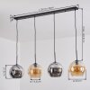Koyoto lampa wisząca, kula świetlna, lampa wisząca bursztynowy, chrom, przydymiony, 4-punktowe