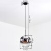 Ripoll lampa wisząca, kula świetlna, lampa wisząca chrom, przezroczysty, przydymiony, 1-punktowy