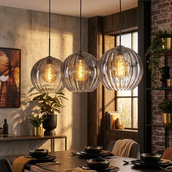 Koyoto lampa wisząca, kula świetlna, lampa wisząca przezroczysty, przydymiony, 3-punktowe