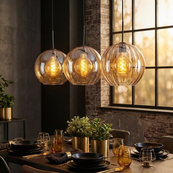 Koyoto lampa wisząca, kula świetlna, lampa wisząca bursztynowy, 3-punktowe