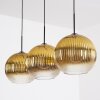 Koyoto lampa wisząca, kula świetlna, lampa wisząca złoty, przezroczysty, 3-punktowe