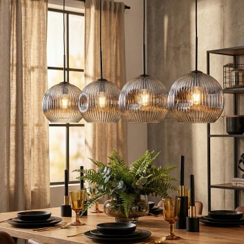 Ripoll lampa wisząca, kula świetlna, lampa wisząca chrom, przezroczysty, przydymiony, 4-punktowe