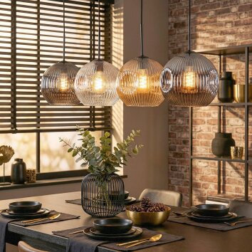 Ripoll lampa wisząca, kula świetlna, lampa wisząca bursztynowy, przezroczysty, przydymiony, 4-punktowe