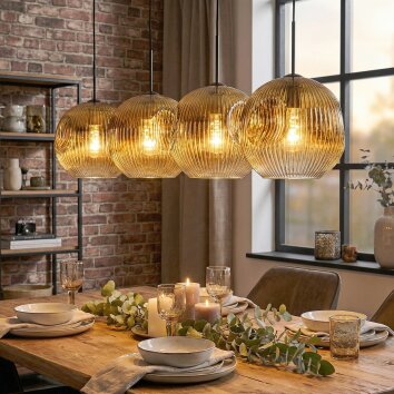 Ripoll lampa wisząca, kula świetlna, lampa wisząca złoty, przezroczysty, 4-punktowe