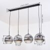 Ripoll lampa wisząca, kula świetlna, lampa wisząca chrom, przezroczysty, przydymiony, 4-punktowe