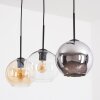 Koyoto lampa wisząca, kula świetlna, lampa wisząca bursztynowy, chrom, przezroczysty, przydymiony, 3-punktowe