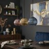 Koyoto lampa wisząca, kula świetlna, lampa wisząca niebeieski, złoty, miedziany, 3-punktowe