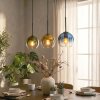 Koyoto lampa wisząca, kula świetlna, lampa wisząca niebeieski, złoty, zielony, przezroczysty, 3-punktowe