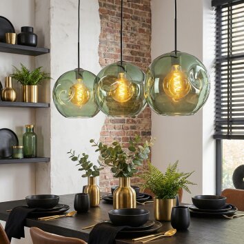 Ripoll lampa wisząca, kula świetlna, lampa wisząca zielony, 3-punktowe
