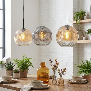 Ripoll lampa wisząca, kula świetlna, lampa wisząca bursztynowy, przezroczysty, przydymiony, 3-punktowe