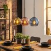 Koyoto lampa wisząca, kula świetlna, lampa wisząca niebeieski, złoty, miedziany, 3-punktowe