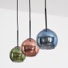 Koyoto lampa wisząca, kula świetlna, lampa wisząca niebeieski, zielony, miedziany, 3-punktowe