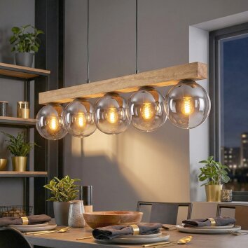 Gastor lampa wisząca, kula świetlna, lampa wisząca kolory naturalne, czarny, 5-punktowe