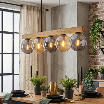 Gastor lampa wisząca, kula świetlna, lampa wisząca kolory naturalne, czarny, 5-punktowe