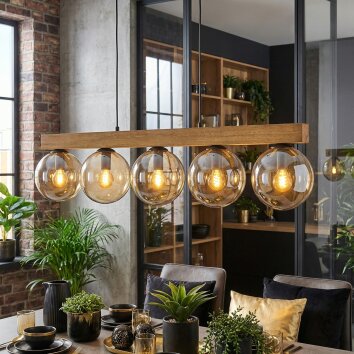 Gastor lampa wisząca, kula świetlna, lampa wisząca kolory naturalne, czarny, 5-punktowe