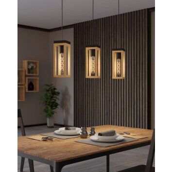 Eglo NAFFERTON Lampa Wisząca kolory naturalne, czarny, 3-punktowe