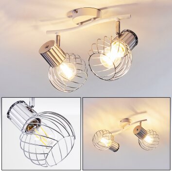 Barakaldo Lampa Sufitowa chrom, biały, 2-punktowe
