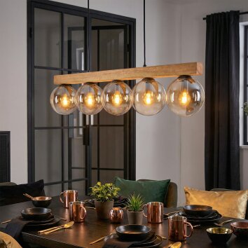 Gastor lampa wisząca, kula świetlna, lampa wisząca kolory naturalne, czarny, 5-punktowe