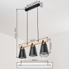 Andian lampa wisząca, lampa wisząca kolory naturalne, czarny, 3-punktowe