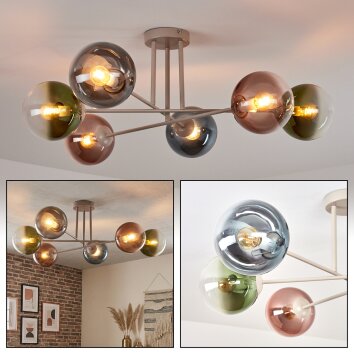 Gastor lampa sufitowa, kula świetlna 80 cm piaskowy, 6-punktowe