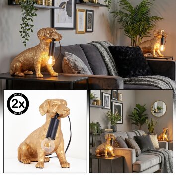 Jomil lampa stołowa złoty, czarny, 1-punktowy