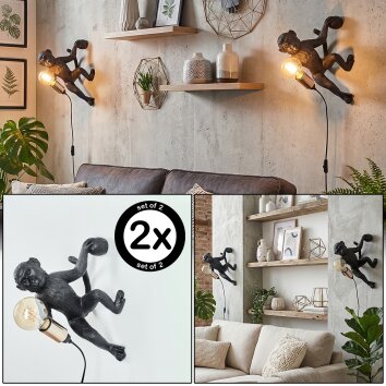 lampa małpa  Leonix kinkiet złoty, czarny, 1-punktowy