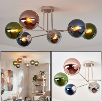 Gastor lampa sufitowa, kula świetlna 80 cm piaskowy, 6-punktowe