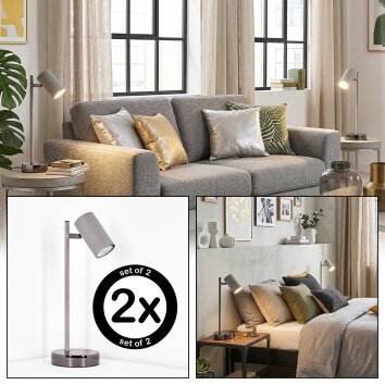 Javel lampka biurkowa, lampa stołowa LED chrom, szary, 1-punktowy