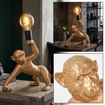 lampa małpa  Kemor lampa stołowa złoty, czarny, 1-punktowy