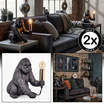lampa małpa  Zarik lampa stołowa miedziany, czarny, 1-punktowy