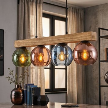 Koyoto lampa wisząca, kula świetlna, lampa wisząca kolory naturalne, czarny, 4-punktowe
