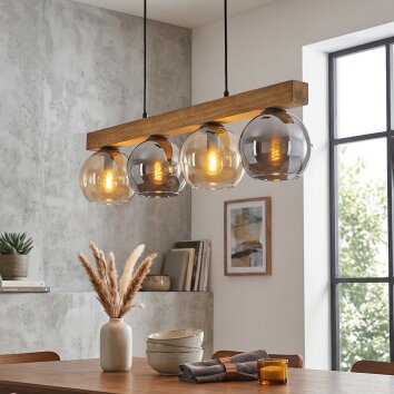 Koyoto lampa wisząca, kula świetlna, lampa wisząca kolory naturalne, czarny, 4-punktowe