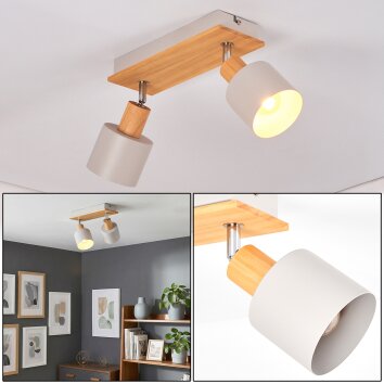 Olaris lampa sufitowa, spot sufitowy chrom, szary, kolory naturalne, 2-punktowe