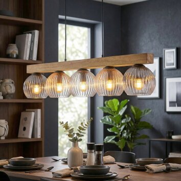 Koyoto lampa wisząca, kula świetlna, lampa wisząca kolory naturalne, czarny, 5-punktowe