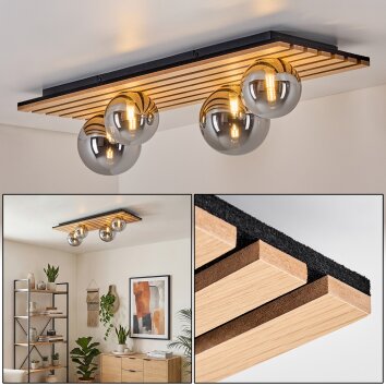 Venok lampa sufitowa, kula świetlna kolory naturalne, czarny, 4-punktowe