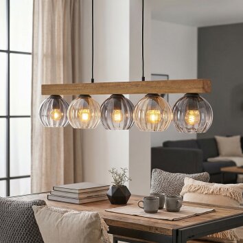 Koyoto lampa wisząca, kula świetlna, lampa wisząca kolory naturalne, czarny, 5-punktowe