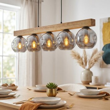 Ripoll lampa wisząca, kula świetlna, lampa wisząca kolory naturalne, czarny, 5-punktowe