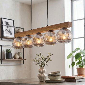 Ripoll lampa wisząca, kula świetlna, lampa wisząca kolory naturalne, czarny, 5-punktowe