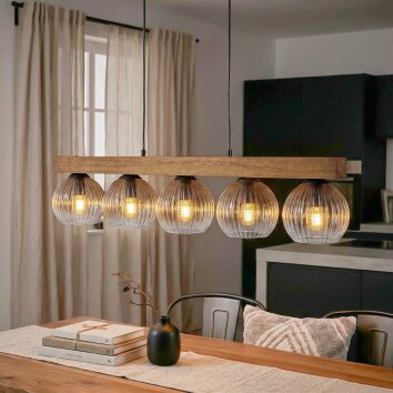 Koyoto lampa wisząca, kula świetlna, lampa wisząca kolory naturalne, czarny, 5-punktowe