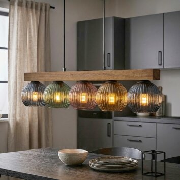 Koyoto lampa wisząca, kula świetlna, lampa wisząca kolory naturalne, czarny, 5-punktowe