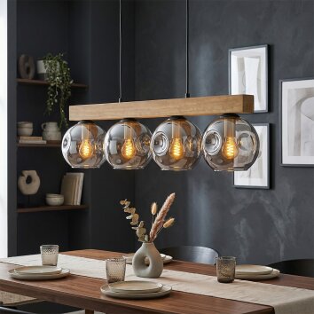 Ripoll lampa wisząca, kula świetlna, lampa wisząca kolory naturalne, czarny, 4-punktowe