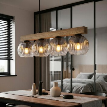 Koyoto lampa wisząca, kula świetlna, lampa wisząca kolory naturalne, czarny, 4-punktowe