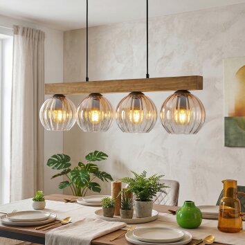 Koyoto lampa wisząca, kula świetlna, lampa wisząca kolory naturalne, czarny, 4-punktowe