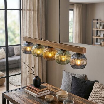Koyoto lampa wisząca, kula świetlna, lampa wisząca kolory naturalne, czarny, 5-punktowe