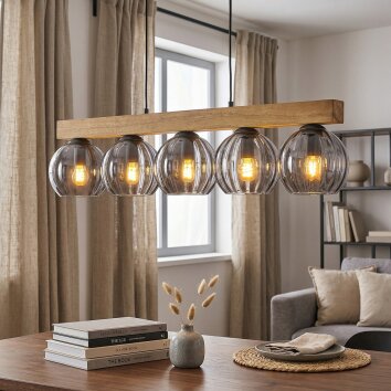 Koyoto lampa wisząca, kula świetlna, lampa wisząca kolory naturalne, czarny, 5-punktowe