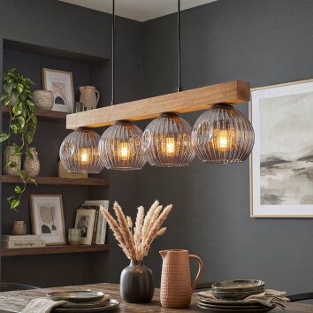Ripoll lampa wisząca, kula świetlna, lampa wisząca kolory naturalne, czarny, 4-punktowe