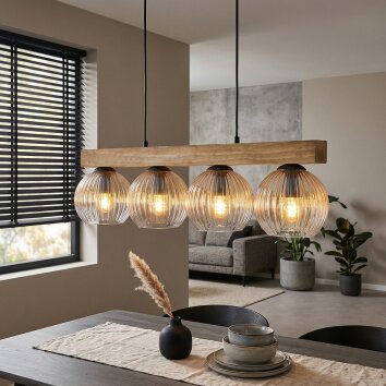 Koyoto lampa wisząca, kula świetlna, lampa wisząca kolory naturalne, czarny, 4-punktowe