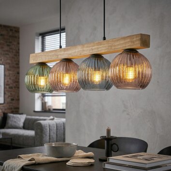 Koyoto lampa wisząca, kula świetlna, lampa wisząca kolory naturalne, czarny, 4-punktowe