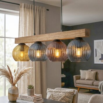 Koyoto lampa wisząca, kula świetlna, lampa wisząca kolory naturalne, czarny, 4-punktowe